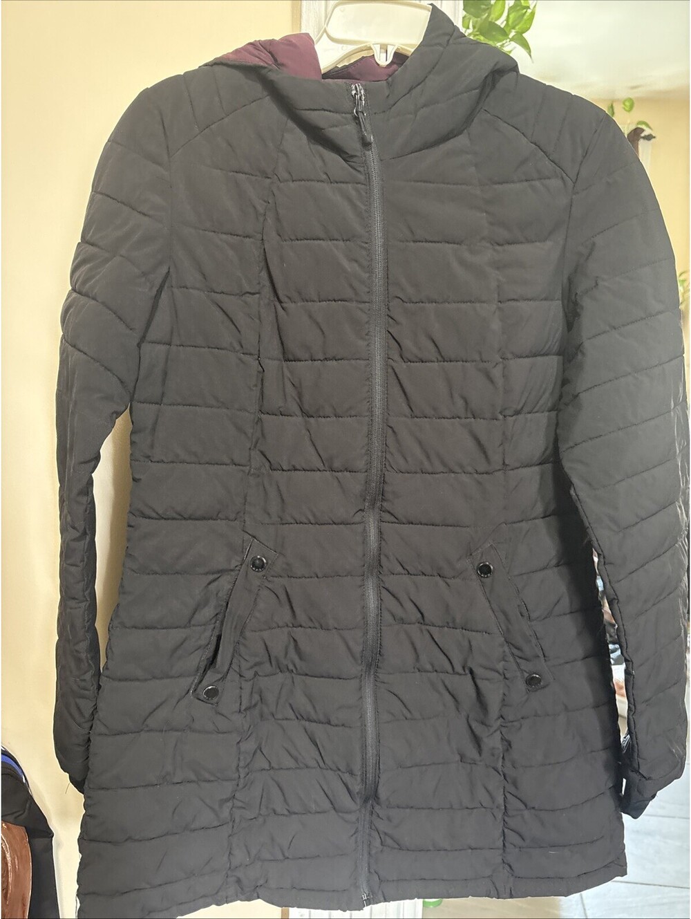 HFX Women's Medium Coat With Hoodie Black Warm And Cozy